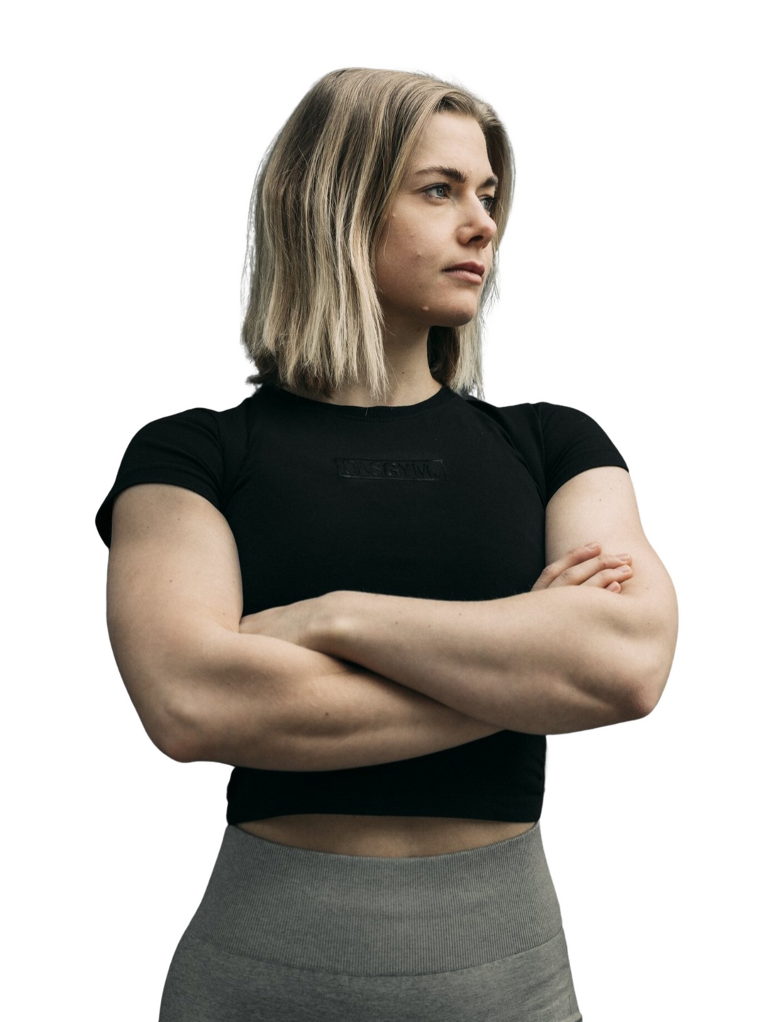 Black crop workout top sales